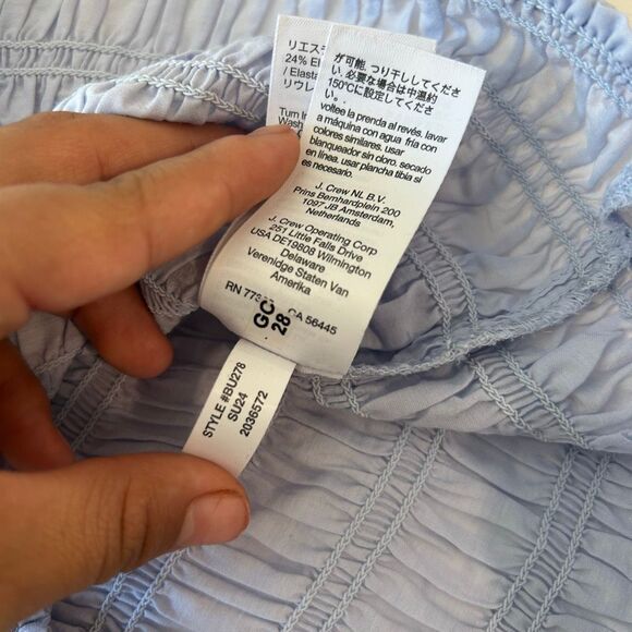 J.Crew Light Blue Smocked Button-Up Blouse Gold Button Detail Women’s Small - Picture 6 of 7